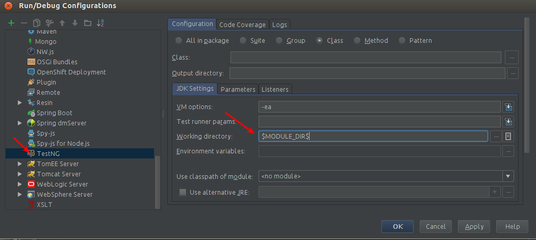 intellij testng config